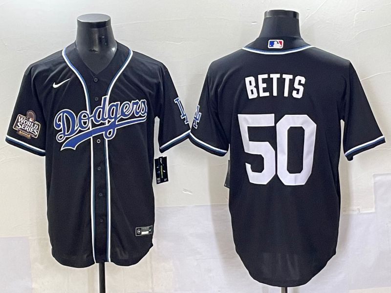 Men 2025 Los Angeles Dodgers #50 Betts Black Three generations Fashion Nike MLB Jersey style 7048->los angeles dodgers->MLB Jersey